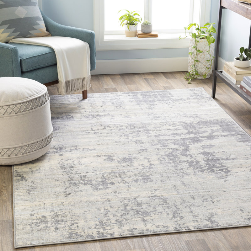 17 Stories Mindi Abstract Gray/Cream Area Rug & Reviews